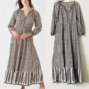 Faherty XL Phoebe floral long sleeve cottagecore tiered pocketed maxi dress